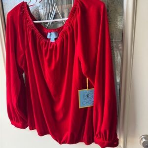 CeCe Women's Scarlet Velvet Blouse